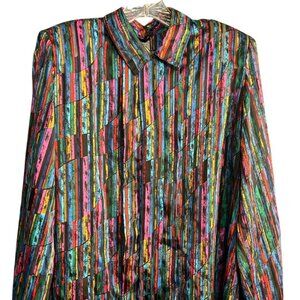 Vintage Sheer Striped Blouse Medium